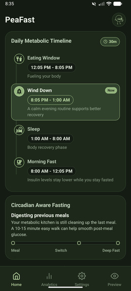 PeaFast app screen preview